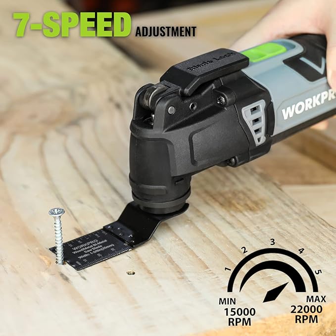 WORKPRO Oscillating Multi-Tool Kit for Christmas, 3.0 Amp Corded Quick-Lock Replaceable Oscillating Saw with 7 Variable Speed, 3째 Oscillation Angle, 17pcs Saw Accessories, and Carrying Bag