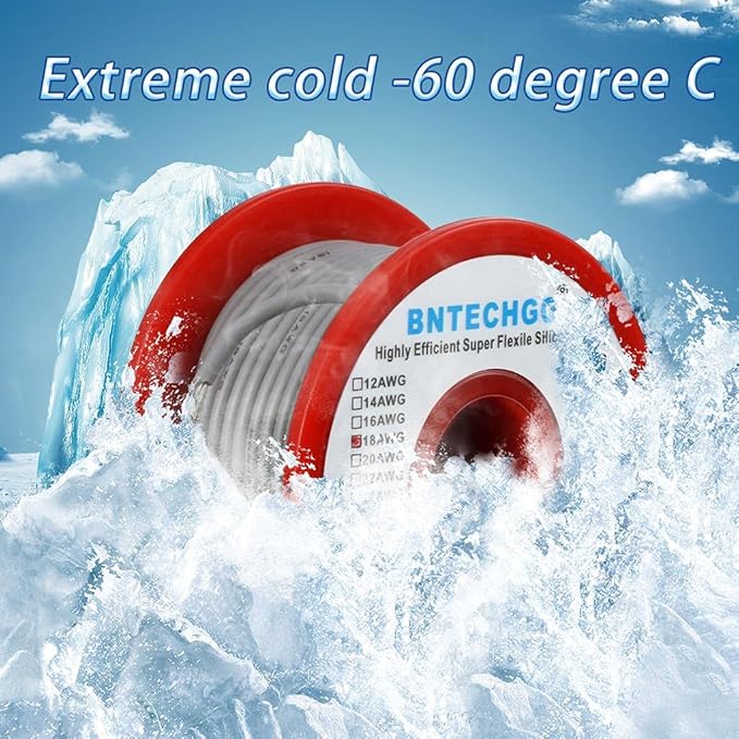 BNTECHGO 18 Gauge Silicone Wire Spool 50 ft Gray Flexible 18 AWG Stranded Tinned Copper Wire