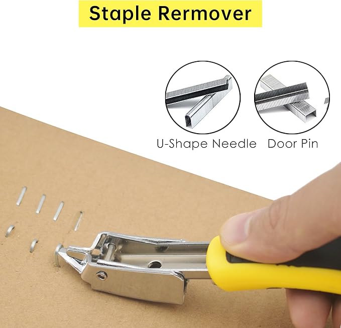 Upholstery Staple Remover Tack Puller Nail Remover Tools Set W End Cutting Pliers, Staple Puller, Tack Lifter, Fastener Remover, for Furniture Floor Wall Car Photo Frame, 4 in 1 Kit