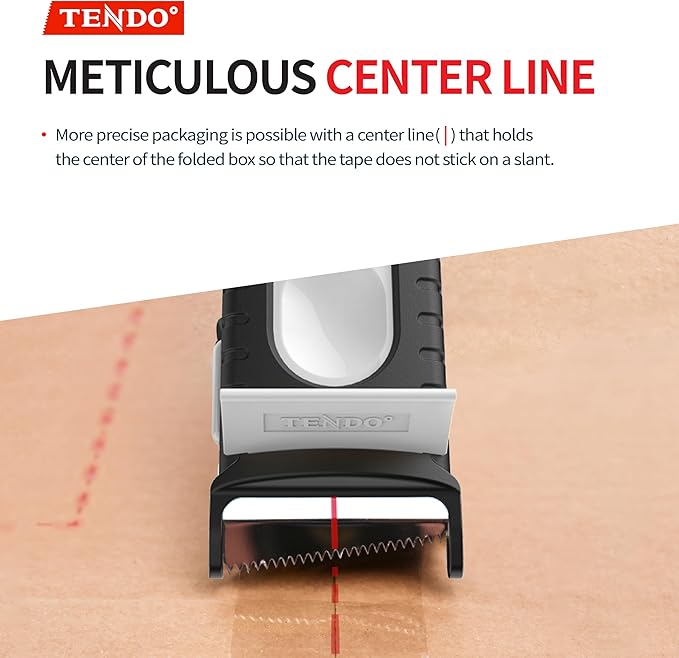 Heavy Duty Shipping Tape Dispenser: TENDO째 Premium Line ??Reusable, Replaceable, Eco-Friendly 2?쇺?Master Piece Dispenser for Pros with Patented 10째 Sloped Chromium Blades - P-2200 (4th Gen.)_White