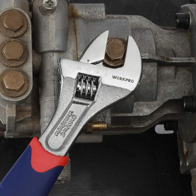 WORKPRO 3-piece Adjustable Wrench Set CR-V with Rubberized Anti-Slip Grips 10-inch, 8-inch, 6-inch