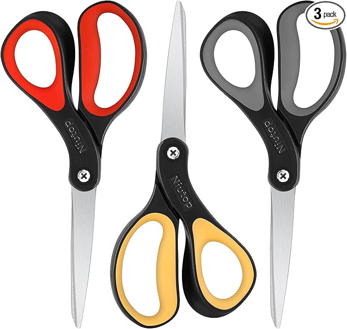 Niutop 8" All Purpose Scissors - Heavy Duty, Ergonomic, Sharp Craft Shears for Office, Home, School, Art & Craft Supplies