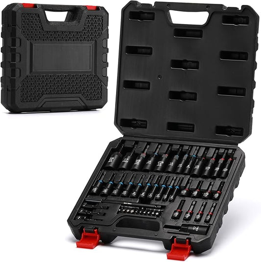 Mayouko 55PCS Magnetic Nut Driver Set, Impact Driver Bit Set, Deep Nut Driver Set,Impact Socket Adapters, Wing Nut Driver, Bit Extension, 6" Bit Holder, Screwdriver Bits