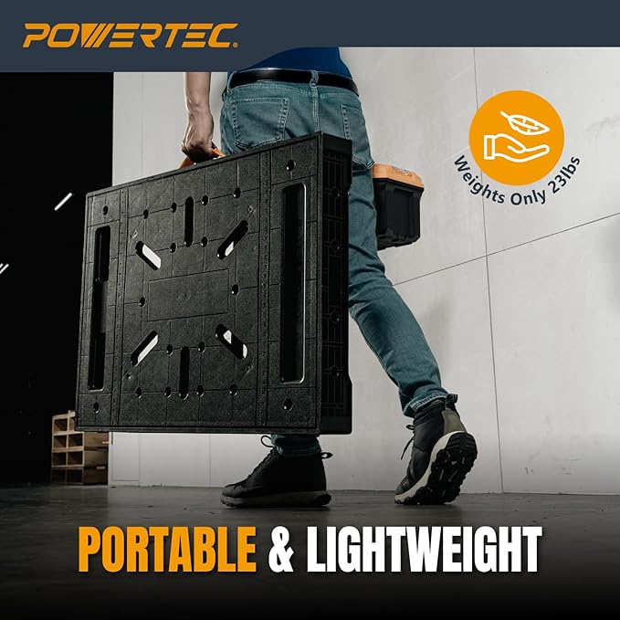 POWERTEC Portable Folding Worktable ??Heavy-Duty Workbench with 33.5" x 24" Surface, 1650 lbs Load Capacity ??Compact, Foldable Table for Woodworking, DIY, Garage & Jobsite Use (UT1014)