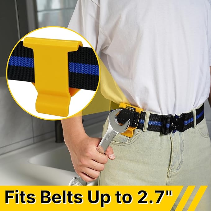 MELOTOUGH Magnetic Tool Holder, N48 Strong Magnetic Belt Clip for Nails, Screws, Drill Bit, Wrenches, Screwdrivers, Hammer, Sockets and Other Metal Tools and Hardware - Fits Up to 2.7" Belt