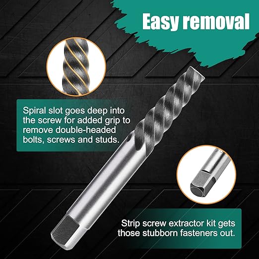 COMOWARE 10pcs Screw Extractor & Left Hand Drill Bit Set, HSS M2, 118째 Split Point, 5pcs Left Handed Drill Bits (5/64" - 19/64") & 5pcs Easy Out Screw Extractor Set (#1 - #5), with Index Case