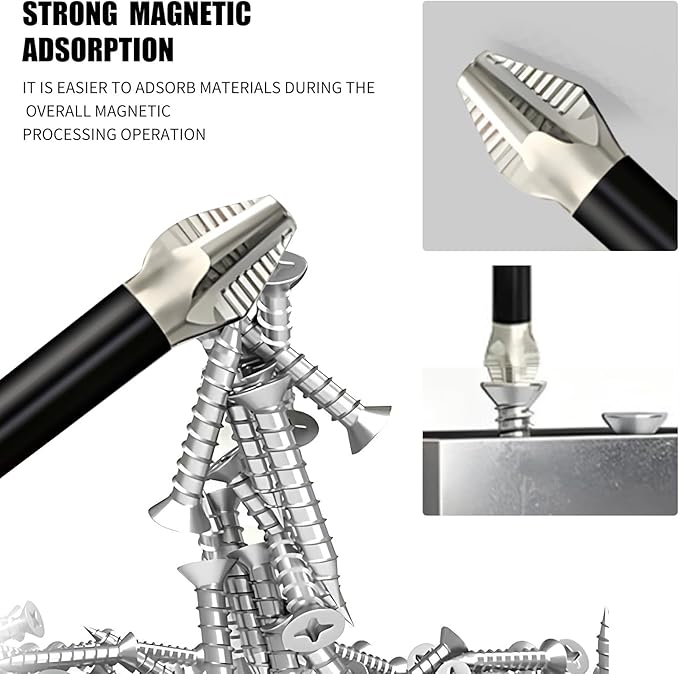 2025 New Upgraded 6pcs High Magnetic Screwdriver Drill Bit Set Anti-Slip & Electric Precision Strong Magnetic Drill Bits for Power Drill Impact Resistant Bit for Home DIY 25 50 65 70 90 150mm