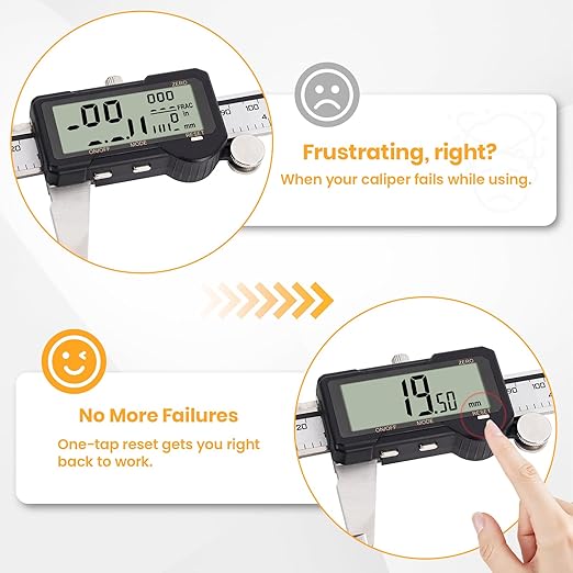 HARDELL Digital Caliper, Rechargeable Digital Caliper 6 inch with Reset Setting, Caliper Measuring Tool with MM/in/F Conversion, Auto Off, Micrometer with Large Screen for Jeweler/Woodworking/DIY