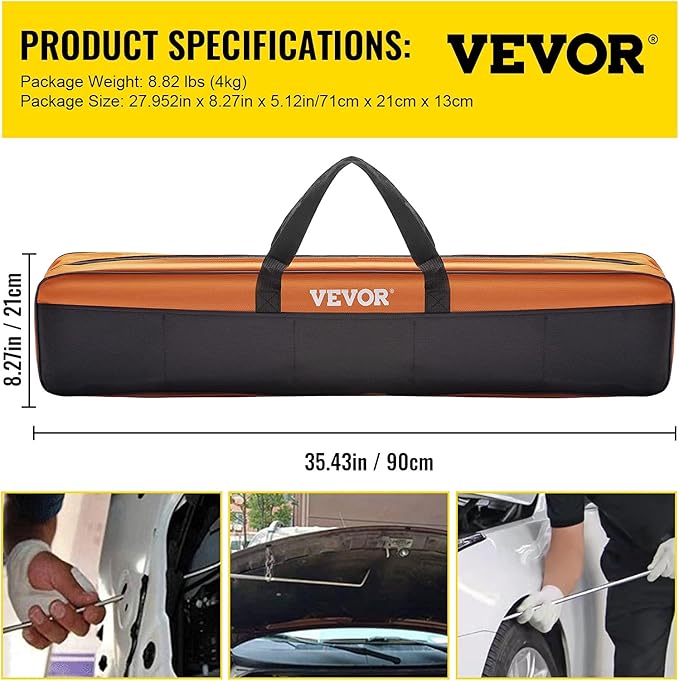 VEVOR Rods Dent Removal Kit, 13 Pcs Paintless Dent Repair Rods, Stainless Steel Dent Rods, Whale Tail Dent Repair Tools, Professional Hail Dent Removal Tool For Minor Dents, Door Dings And Hail Damage