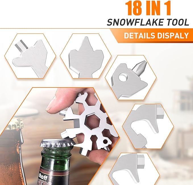 Dusor Gifts for Men Him Dad Husband, 18-in-1 Snowflake Multitool, Stocking Stuffers for Adults, Mens Gifts for Christmas, Gift for Dad Who Want Nothing, White Elephant Gift for Adults, Tools for Men