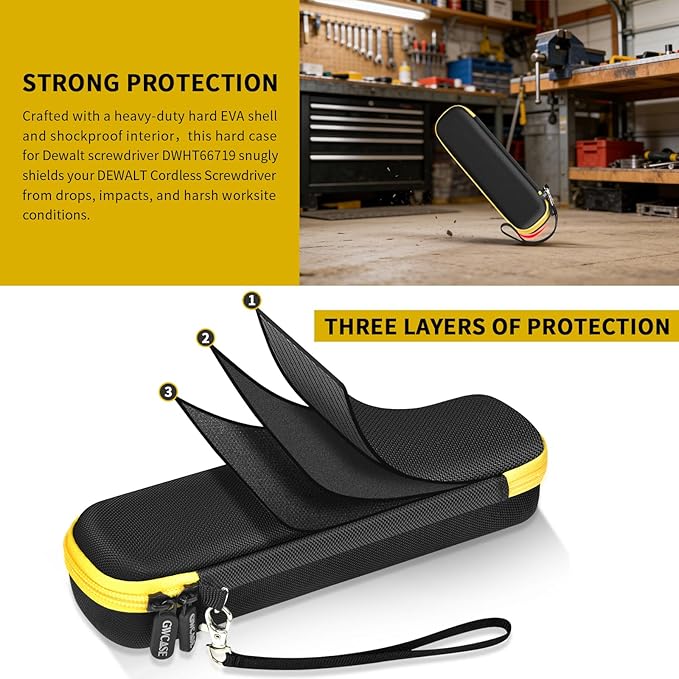 Case Compatible with DEWALT 8V MAX Cordless for Screwdriver Kit DWHT66719, Screwdriver Storage Holder with Mesh Pocket Fits for Dewalt Drill Tools & Battery Pack (Box Only) Yellow Zipper