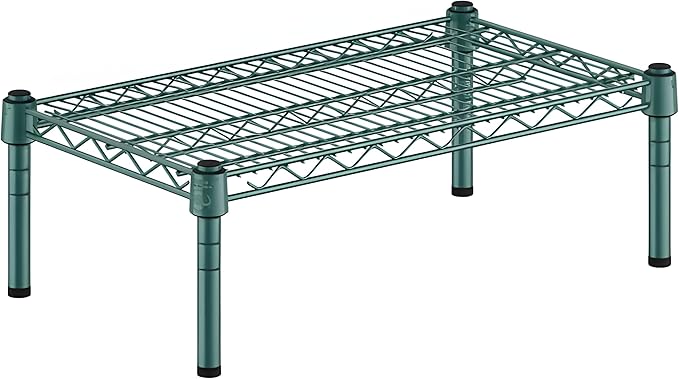 14" x 24" x 8" Green Epoxy Wire Storage Shelf, Dunnage Rack, Commercial 1 Tier Small Shelf