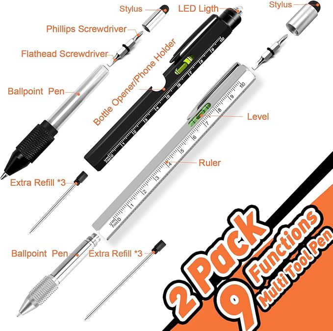 KEZKALS Valentines Day Gifts for Him Boyfriend, 9 in 1 Multitool Pen Set Gifts for Men, Husband Mens Valentines Day Gifts, Birthday Gifts for Men Who Have Everything, Cool Gadgets Tools