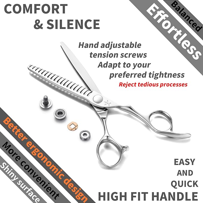 High-end Professional Hair Cut Thinning Scissors Hair Cutting Teeth Shears Barber Hairdressing Texturizing Scissor Extremely Very Sharp 6.1 Inch Dynamic Stainless Steel Alloy For Salon& Home