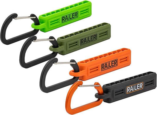 4 Pack Screwdriver Bit Holder Storage Organizer ??Railer 10-Hole Bit Holder with Carabiner (Black/Orange/Camo Green/Hi-Vis Green)