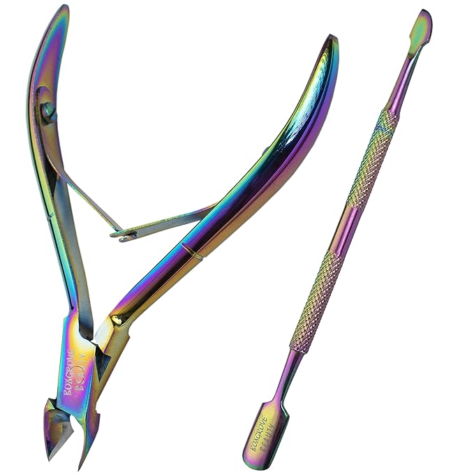 Professional Cuticle Cutter & Pusher Trimmer Manicure Tools with Double Spring ??Perfect Nail Care Tool for Manicure & Pedicure Beauty at Home/Spa/Saloon