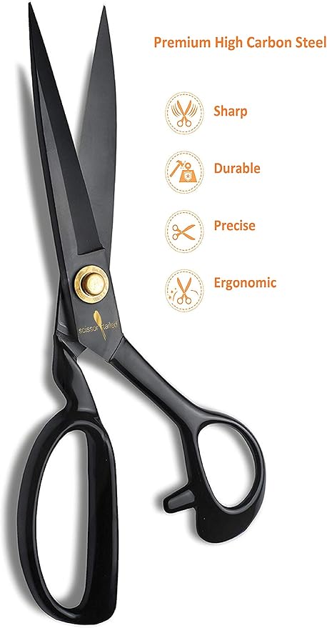 Professional Tailor Scissors 8 Inch for Cutting Fabric Heavy Duty Scissors for Leather Cutting Industrial Sharp Sewing Shears for Home Office Artists Dressmakers