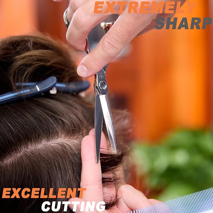High-end Professional Extremely Very Sharp Barber Hair Cutting Scissors Hairdresser Shears For Hair 6.3 Inch Haircut Scissor Made Of Stainless Steel For Hairdressing Salon and Home Use
