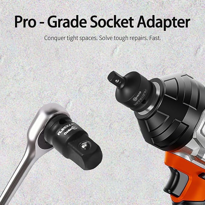 6-PC Impact Socket Adapter Set | Cr-Mo Steel | Impact Driver & Wrench Conversion Kit | Impact Socket Adapters with Ball Detent for Industrial Rotation
