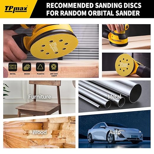 70PCS 5 Inch 125mm 8 Hole Sanding Discs Sandpaper Mixed Grits with 5 Pack Hook and Loop Soft Density Interface Pads for Random Orbital Sander (80, 120, 150, 240, 400, 600, 800 Grit Variety Pack)
