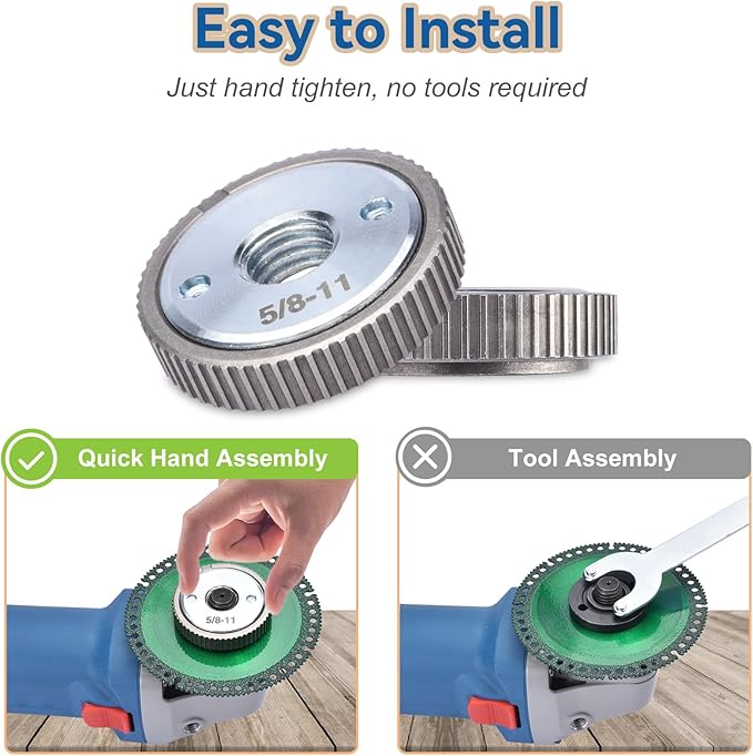 5/8"-11 Thread Angle Grinder Flange Nut, Tool Free Quick Release Lock Nut for for 4쩍" 5" 7" 9" Angle Grinder