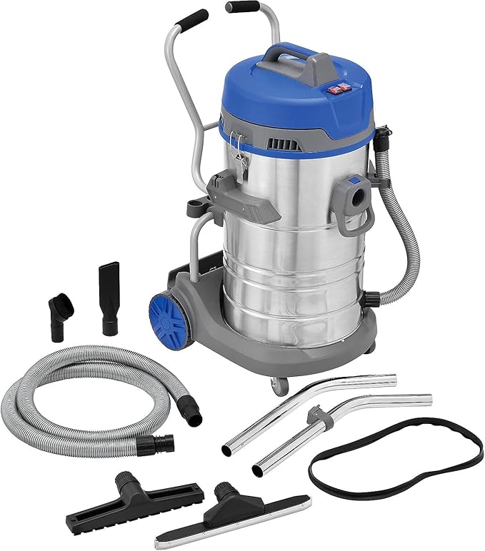 Global Industrial Commercial HEPA Wet Dry Vacuum with On-Board Storage and Tool Kit, Stainless Steel, 21 Gallon Capacity, 120 CFM, 1400W, 120V, 8'L Power Cord