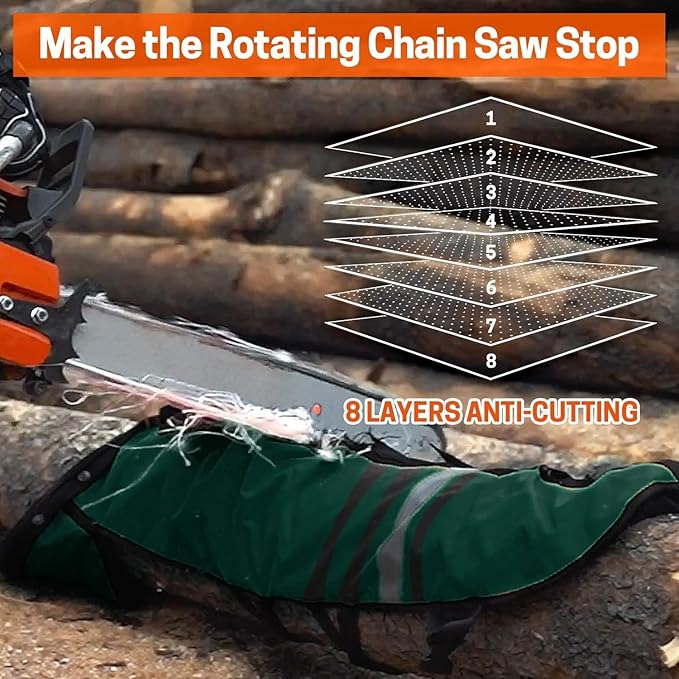 Technical Wrap Chainsaw Chaps by UL Class A 8 Layers Chainsaw Pants Apron Style Army Green
