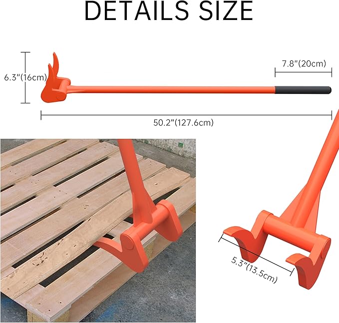 Upgrade ZOOKASEA Pallet Buster 50" with Handle, Heavy Duty Deck Board Removal Tool, Non-Slip Grip Wrecking Pry Bar, Multi-Purpose Breaker for Efficient Removal, Renovation and Construction