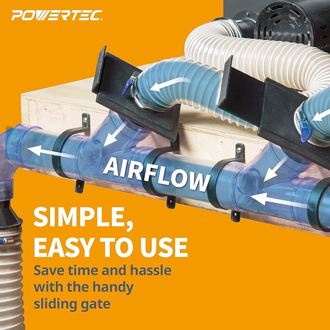 POWERTEC 70133V 2-1/2" Blast Gate for Dust Collector, Dust Collection Fittings