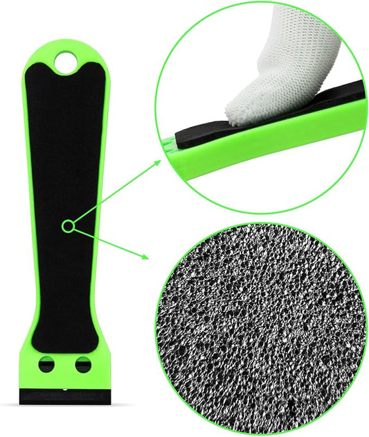 EHDIS 2pcs Plastic Razor Scraper 6-inch Long Handle Adhesive Remover Tool with 100 Double-Edge Blades for Window Tint Vinyl Scraper Decal Sticker Glue Remove (?똍eon-Green)