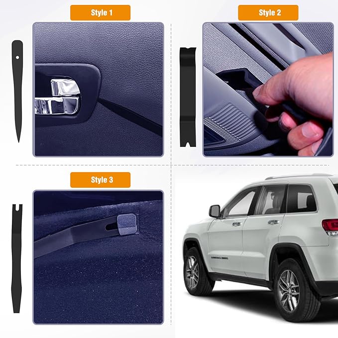 GOOACC 6PCS Auto Trim Removal Tool Kit No-Scratch Tool Kit for Car Audio Dash Window Molding Fastener Remover Tool Kit-Black
