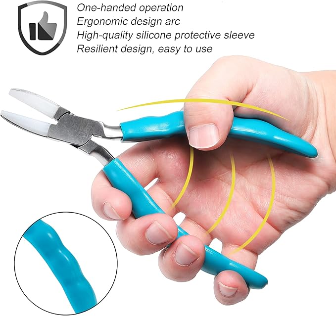 Bolgrona Stainless Steel Adjusting Eyeglasses Leg Tightness Half Round Plier Eyeglass Arms Frame Plier Glasses Repair Parts Tool (Blue)