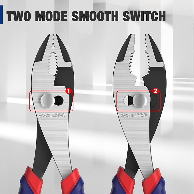 WORKPRO 6??Slip Joint Pliers Tool, Large Soft Grip,Rust Prevention Finish, 3-Zone Serrated Jaw Forged from High Carbon Steel for Maximum Grip