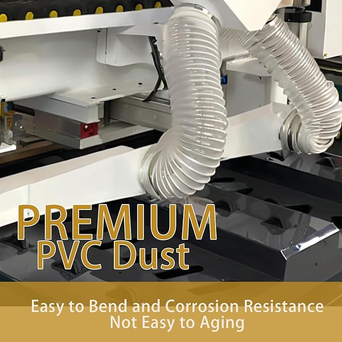 4" x 20' Dust Collection Hose, Flexible Clear PVC Fume Collection Hose with Carbon Steel Wire Coil for Dust Collectors by Oycevila