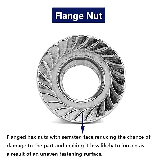 5/16-18 Serrated Flange Hex Lock Nuts 100Pcs 304 Stainless Steel 18-8, Full Thread, Hex Drive, Bright Finish by SG TZH
