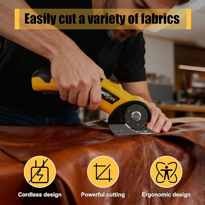 Cordless Electric Scissor & Cardboard Cutter, Electric Scissors for Fabric, Cardboard, Plastic and Wrapping Paper, Box Cutter with Safety Lock & LED Light, Power Tools for DIY, Craft