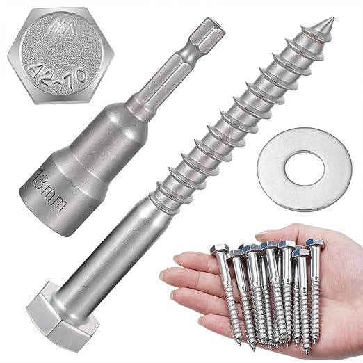 25 Pcs M8x3 Inch Heavy Duty Lag Screws 304 Stainless Steel 18-8 Lag Screws for Wood for Large Wooden Structures Flower Stands Outdoor Wooden Pavilion Brackets