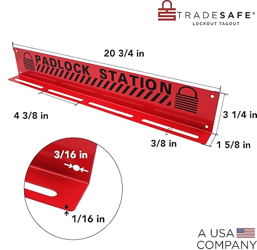 TRADESAFE Lockout Tagout Locks Station - Loto Station for Lockout Locks, Safety Padlock Rack with 20 Lock Out Tag Out Padlocks Keyed Different, 2 Keys Per Loto Lock