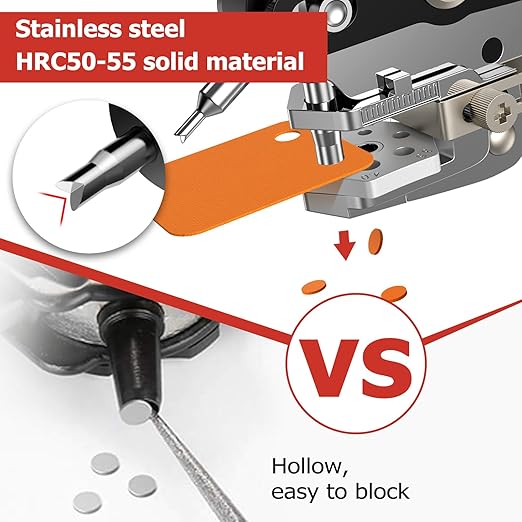 Preciva Hole Punch Plier, Revolving Punch Hole Tool with V-Shaped Cutting Edge Design, 6 Hole Sizes Used for Leather, Belts, Thin Iron Sheets, Paper Cards, Plastics, & Fabrics