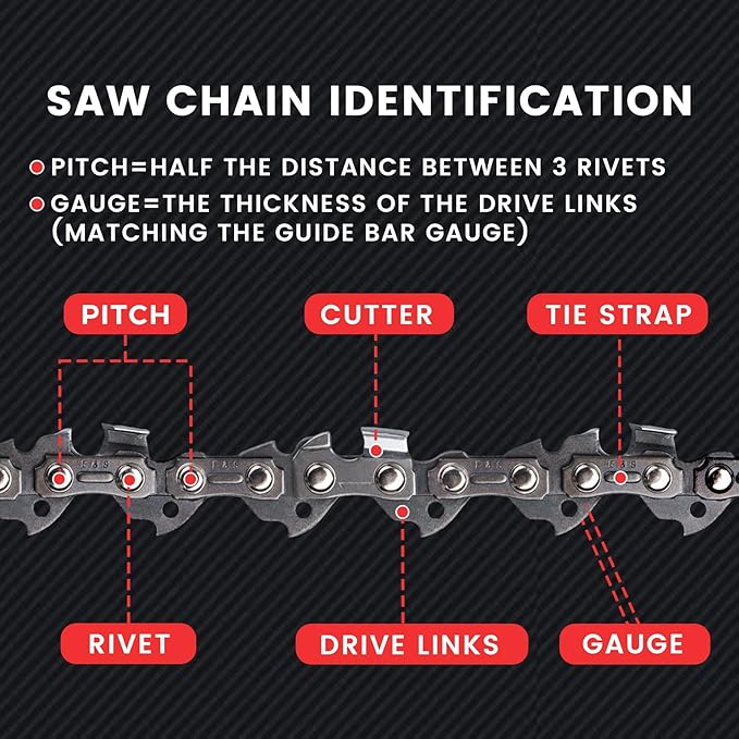 E & S 3 Pack 14 Inch Chainsaw Chain 3/8" LP Pitch .043" Gauge 52 Drive Links Semi-Chisel Chain Saw Chains for Husqvarna, Poulan, Craftsman, Greenworks and More Chainsaw Brands