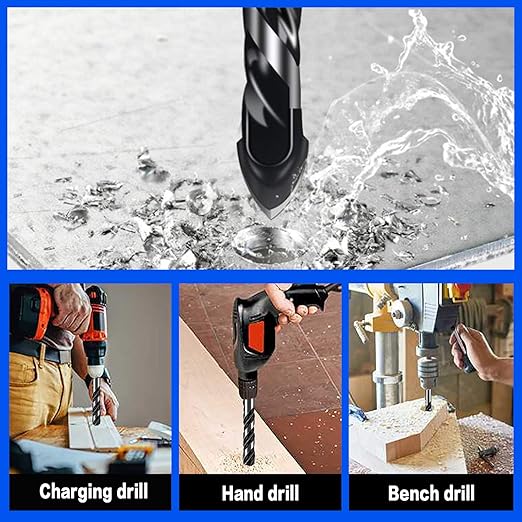 10-Piece 5/16??Masonry Drill Bits for Tile Glass Ceramic Wall Brick Stone Soft-Metal Wood, 5/16 Inch Concrete Drill Bits Cement Drill Bit Set, 3-Flat Shank, YG8 Carbide Tungsten Steel Alloy Tip 8mm