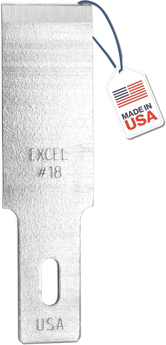 Excel Blades #18 Wood Chisel Blades ??1/2" High Carbon Steel Replacement Blades (100-Pack) ??Fits K2, K5, K6 Handles ??Precision Carving, Shaving, and Crafting ??Made in USA