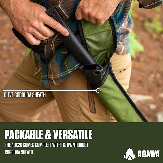 AGAWA ADK26 - Transforming Hatchet & Camping Axe - 2-in-1 Carbon Steel Log Splitter - Camping Gear for Hiking, Fishing, Hunting, Bushcraft, Survival Kit & Bug Out Bag