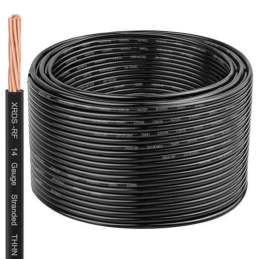 XRDS -RF 14 AWG 200FT THHN Stranded Wire ??Nylon Insulated Pure Copper Electrical Cable for DIY Projects ??Black ??600V Rated
