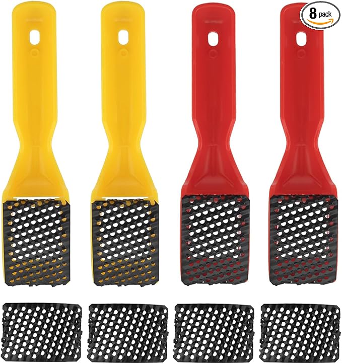 4pcs Shaver Blade Holder, Includes 8 Half-Round Shaving/Shaping Blades - Steel Rasp Block Plane, One Hand Surform Shaver Handle, Dent Repairs, Wood Fiberglass File Tool