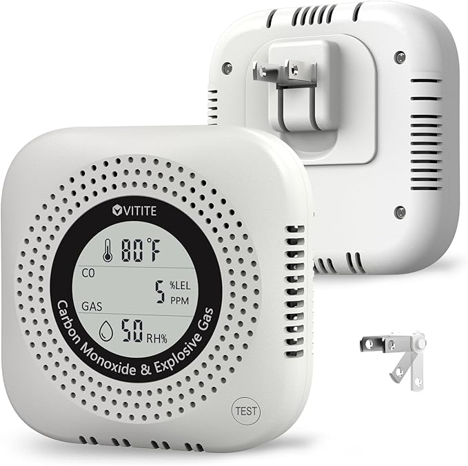 Carbon Monoxide 竊?Natural Gas Detector Plug-in, 4-in-1 Natural Gas, CO, Propane, Temp, Humidity & Explosive Gas Alarm with Foldable Plug for Home, Apartment, Hotel