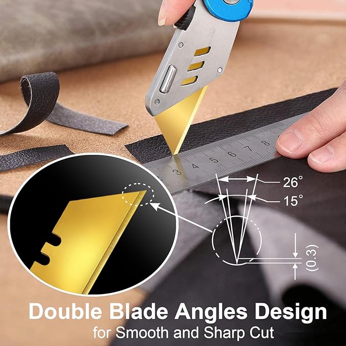 Vickay 30 Pack Utility Knife Blades, Heavy Duty Box Cutter Replacement Blades, SK2 Steel with Titanium Fully Coating, Standard Size Cardboard Cutter Blades for All Standard Utility Knives