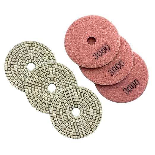 5" Wet Diamond Polishing Pad - 3 Packs of 3000 Grit - White Resin for Granite, Marble, Quartz, Engineered Stone