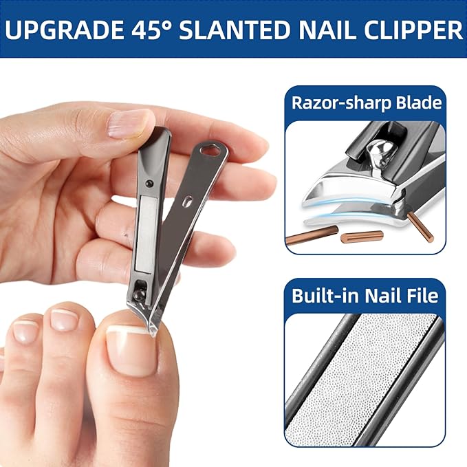 Long Handled Toenail Clippers for Seniors Thick Toenails, Heavy Duty Large Toe Nail Clippers for Thick Nails for Men, Ultra Sharp Slanted Ingrown Toenail Clippers, 6PCS