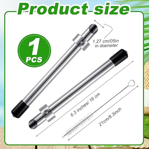 Lasnten 1 Pack Straw Puncher for Plastic Lids Lemonade Cups, Stainless Steel Straw Hole Puncher Punching Tools for Cafe Drinks Fresh Squeezed Lemonade Stand Supplies (6.3 Inch,Black)